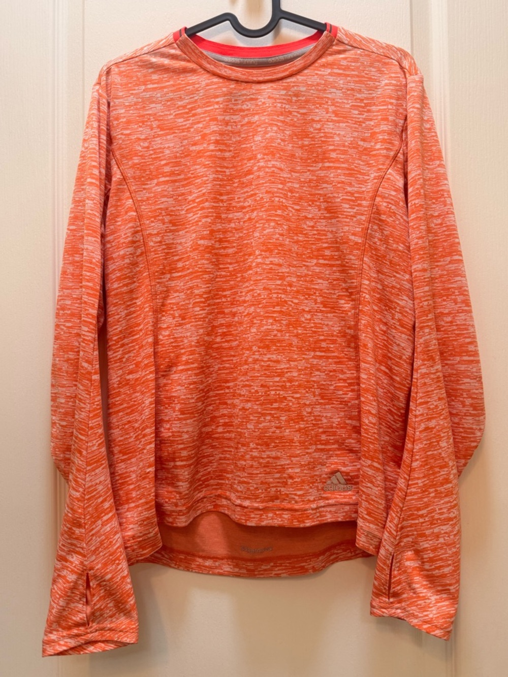 Adidas Orange Heathered Performance Long Sleeve Tee